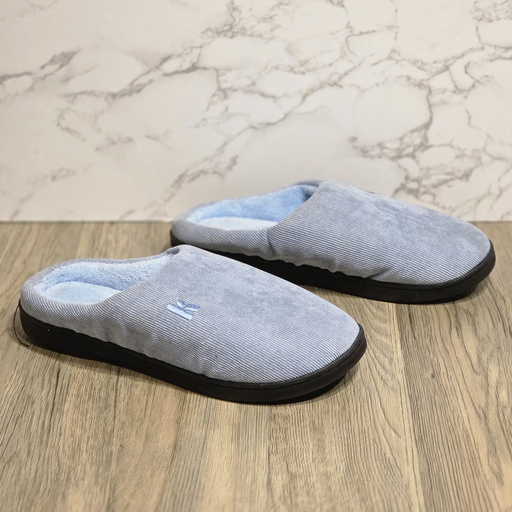 Light Blue Corduroy Slippers